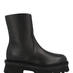 Salvatore Ferragamo Black Leather Combat Boots 39